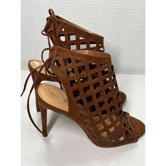 Express Womens Size 10 Brown Cutout Stiletto High Heel Sandals - Picture 4 of 11